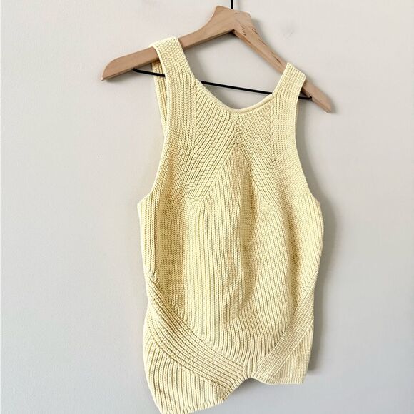 Express Knit Cotton Blend Tank in Light Yellow Size M - Picture 2 of 5